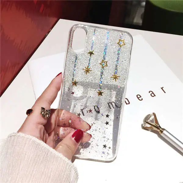 Luxury iPhone8plus mobile phone shell couple 7plus silicone set  flash powder tide xs max creative soft