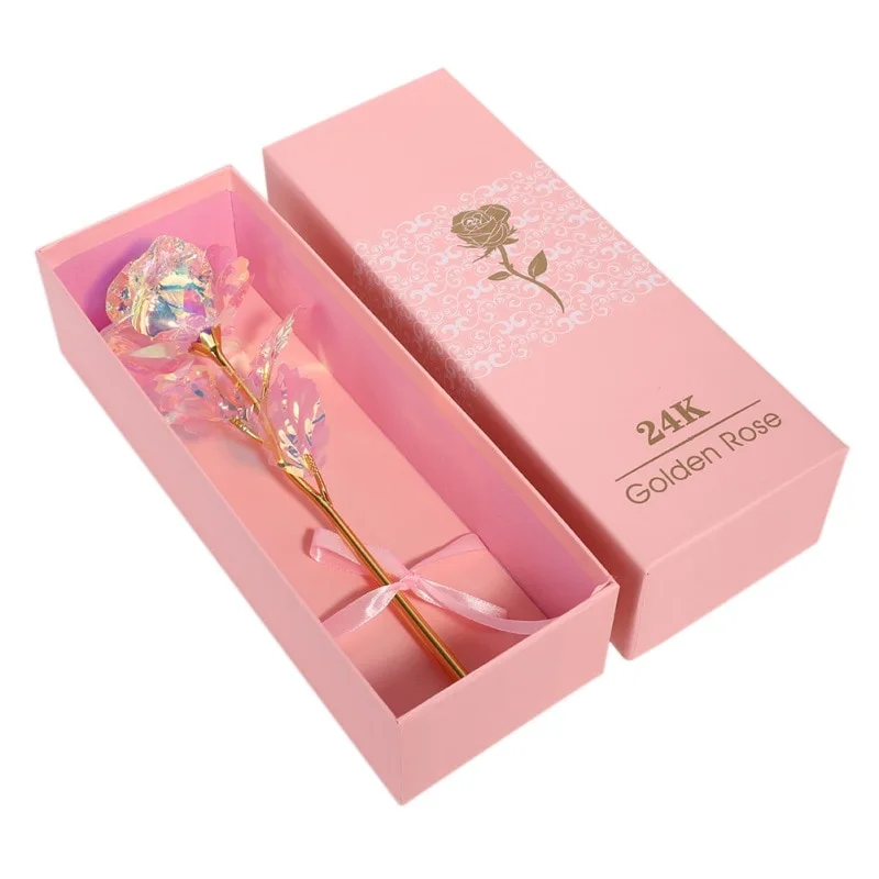 24K Luminous Color Gold Rose Flower Set