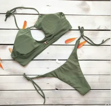 2009 New Multicolored European and American Foreign Trade Bikini Necklace Sexy Lady Swimming Suit Split BIKINI for Cross-border Purchase