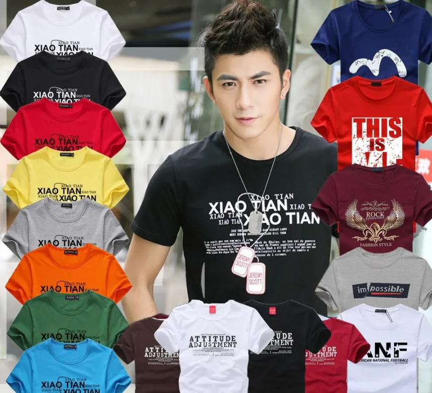 Summer clothing wholesale men's round collar short sleeved T-shirts customizing leisure foreign trade men's clothing at low price
