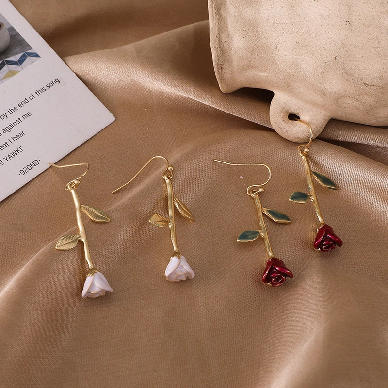 Super fairy rose temperament long earrings