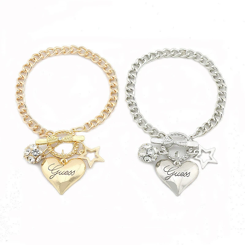 Diamond ball five-pointed star heart-shaped bracelet