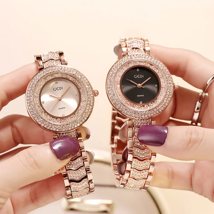 Women's watch with diamond strap