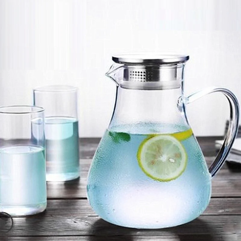 1.9L Heated Glass Water Jar Tea Jar Juice Container Beverage Dispenser Anti-Explosion Drink Kettle