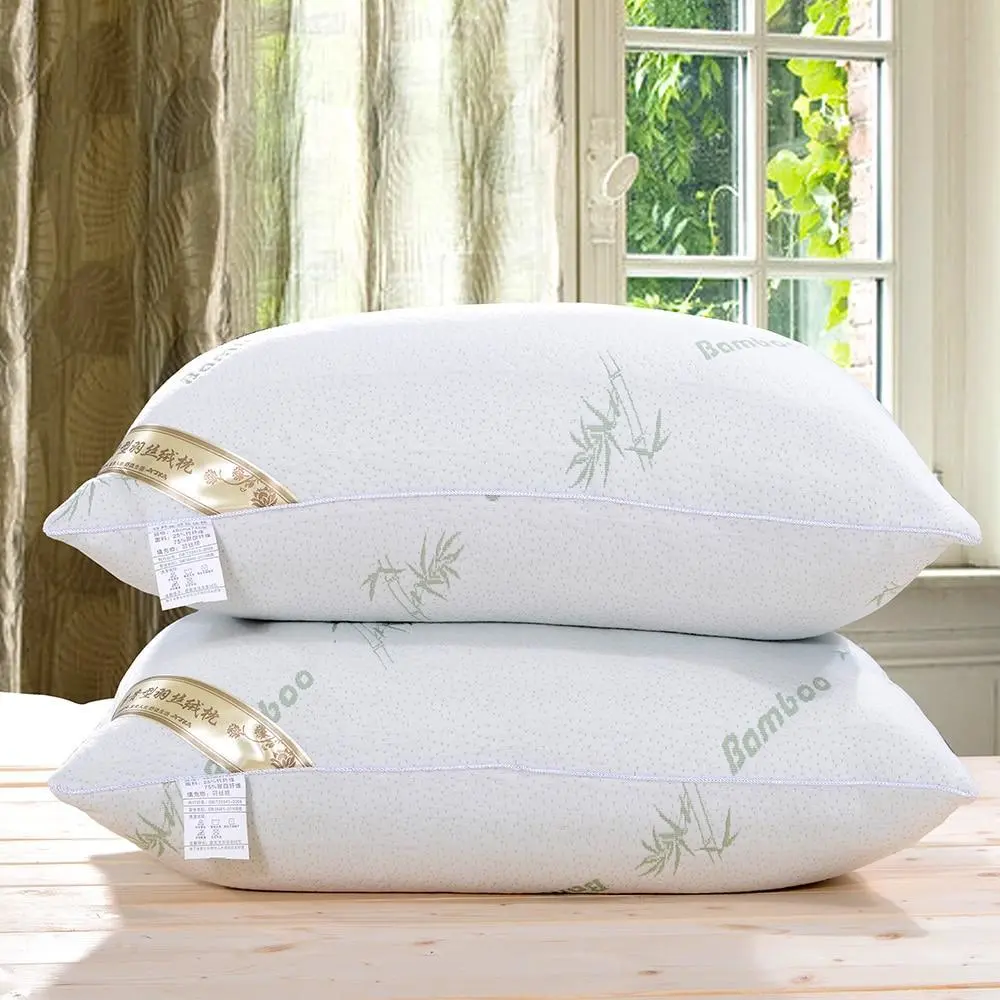 New bamboo fiber feather velvet pillow super soft three-dimensional pillow hotel hotel student single pillow