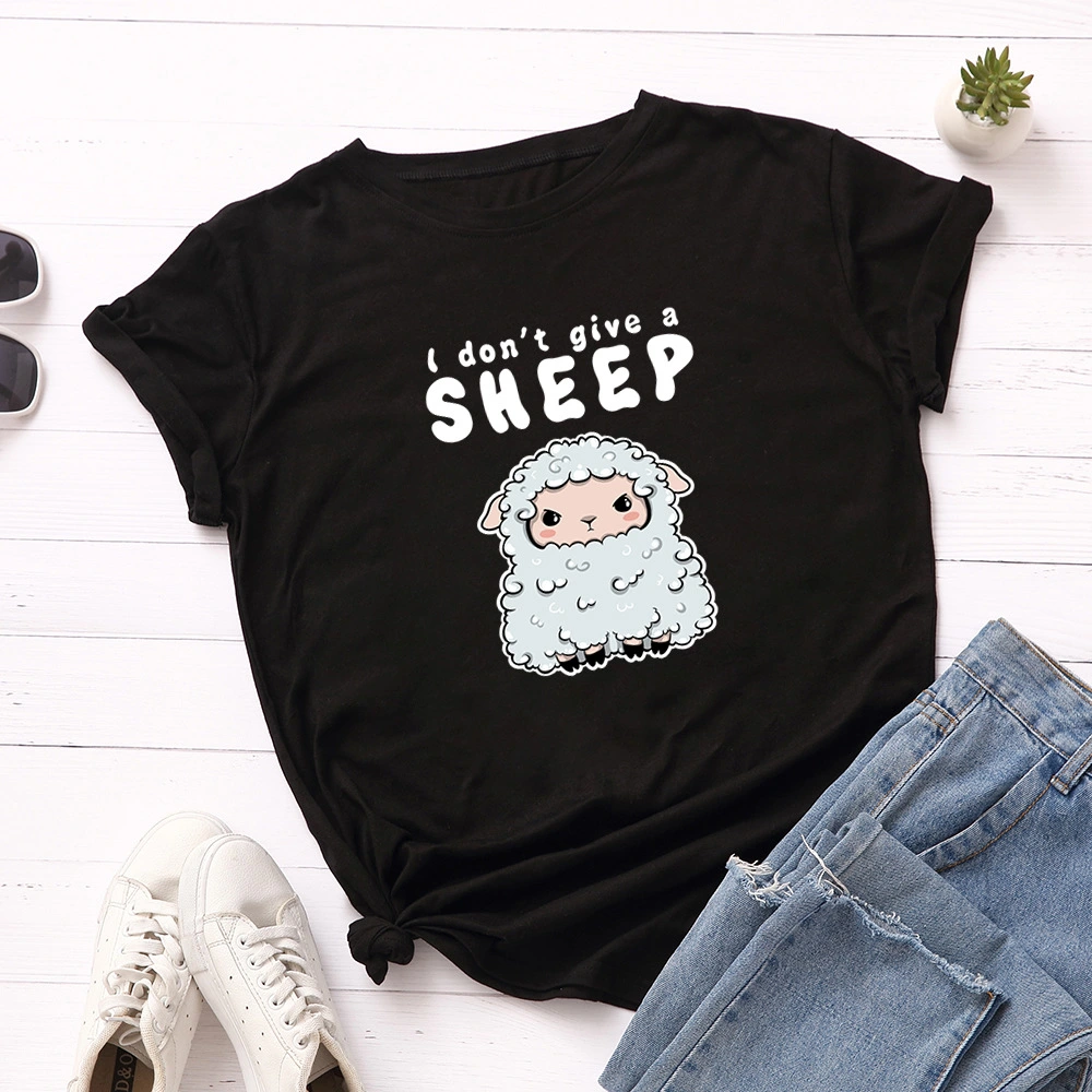 Round Neck Cotton T-shirt Women's Top