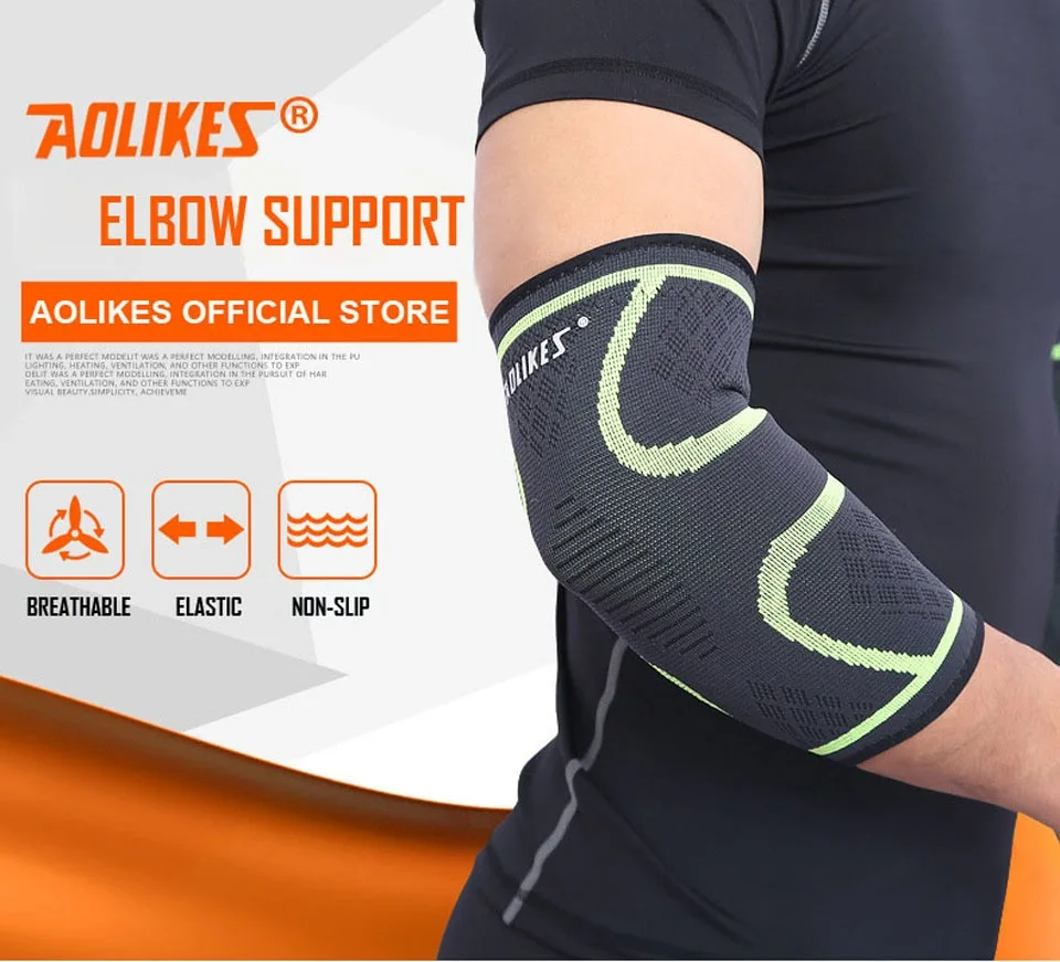 AOLIKES 1PCS Breathable Elbow Support Basketball Football Sports Safety Volleyball Elbow Pad Elastic Elbow Supporter