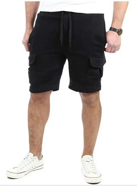 Casual multi-pocket loose straight-leg shorts