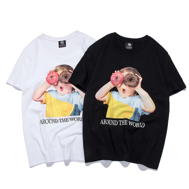 RS tide brand men's spring and summer European and American leisure round neck donuts children's printing lovers short-sleeved T-shirts