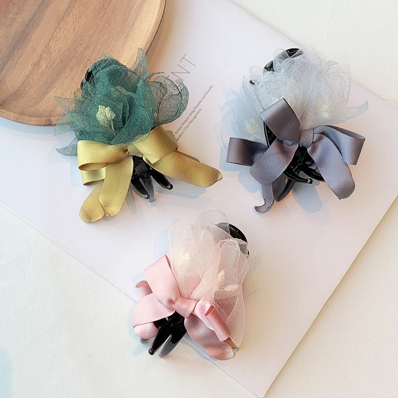 Hairpin back head grabbing clip Korean version of flower hair grabbing medium Korean fabric hairpin