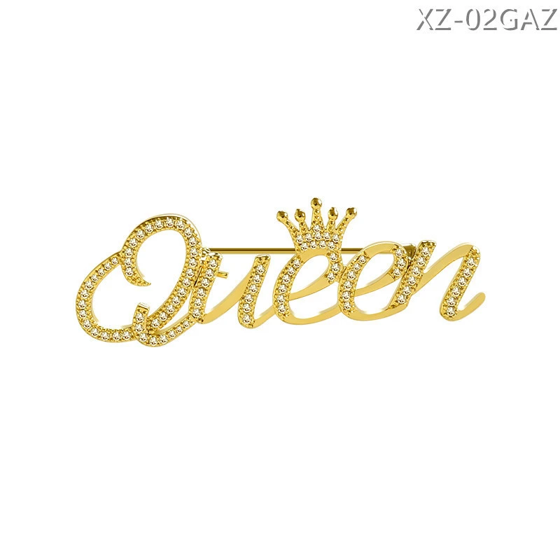 Collar Buckle Anti-fade Queen Letter Brooch Women