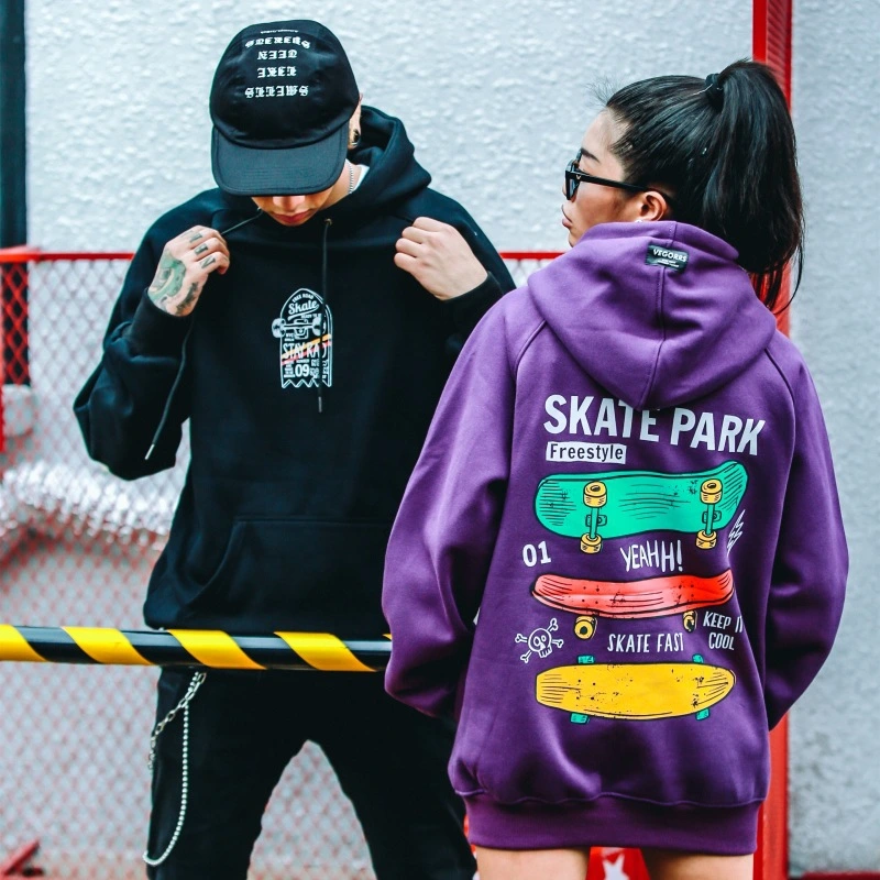 Europe and the United States hip hop tide brand cartoon print rags hooded sweater country tide loose couple long-sleeved shirt