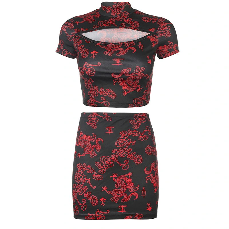 Exposed navel bag hip skirt suit