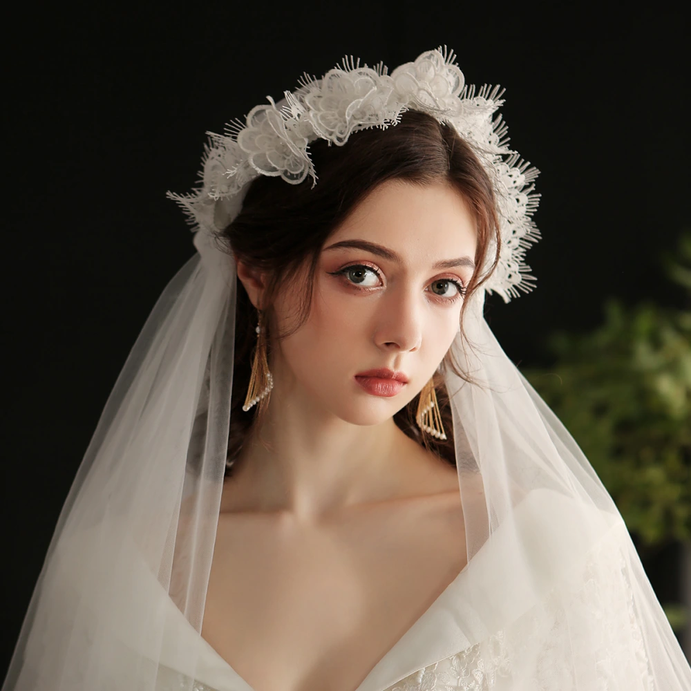 Simple Temperament Retro Photo Bridal Veil Lace Flower