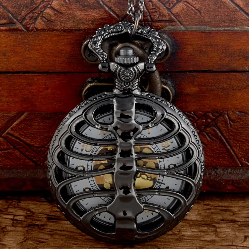 Hollow Ribs Retro Pocket Watch