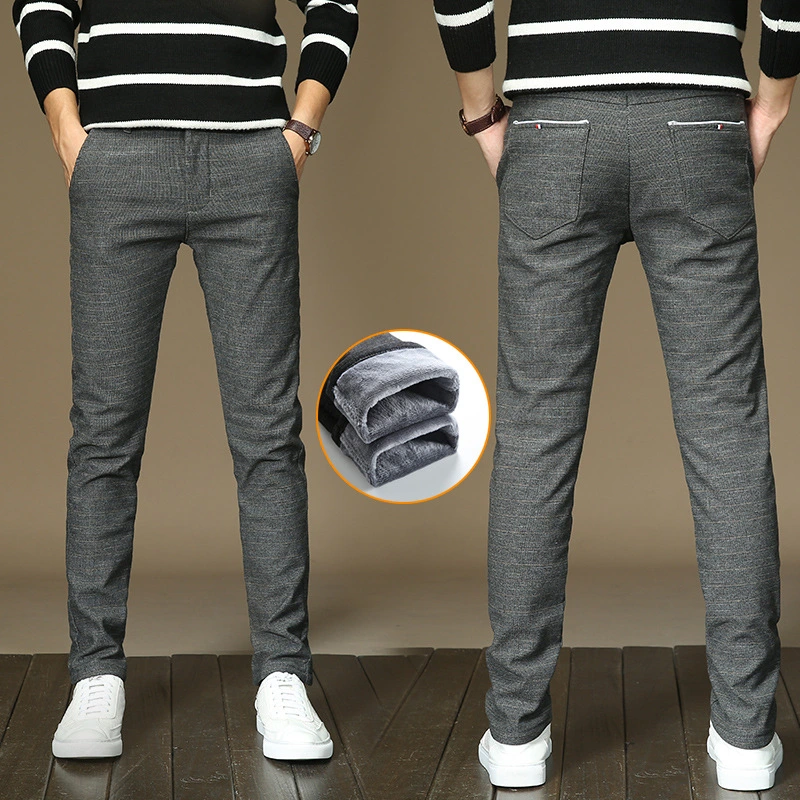 Men's trousers with fleece and thickening