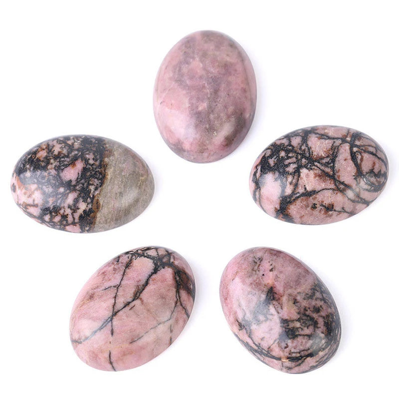 Single grain of natural black line rhodostone ring