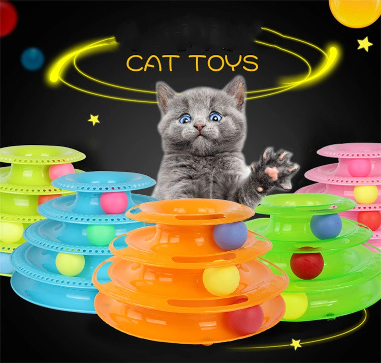 Interactive Funny four layer Cat Turntable Pet Ball Tower Tracks Toy