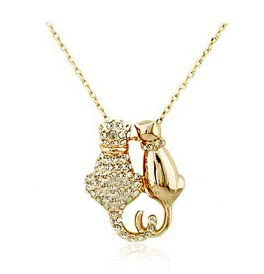 Lovers Couple Cats Pendant Necklace