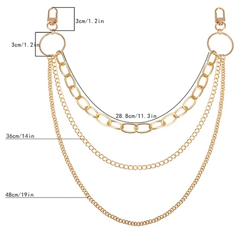 Multilayer tassel geometric retro waist chain