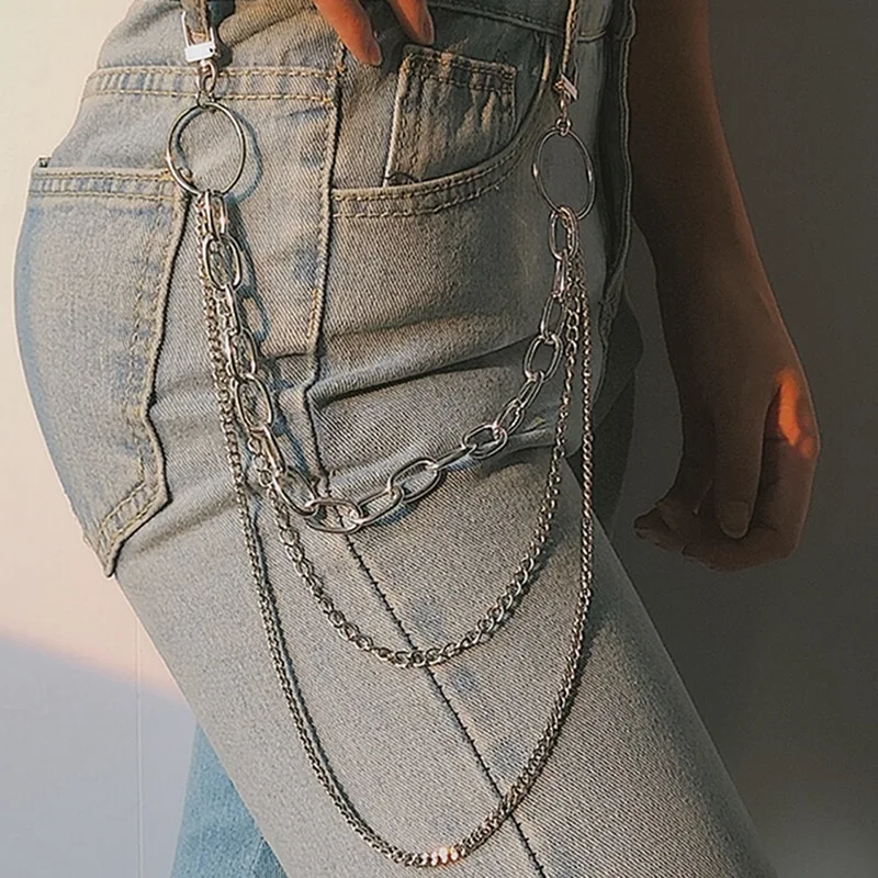 Multilayer tassel geometric retro waist chain