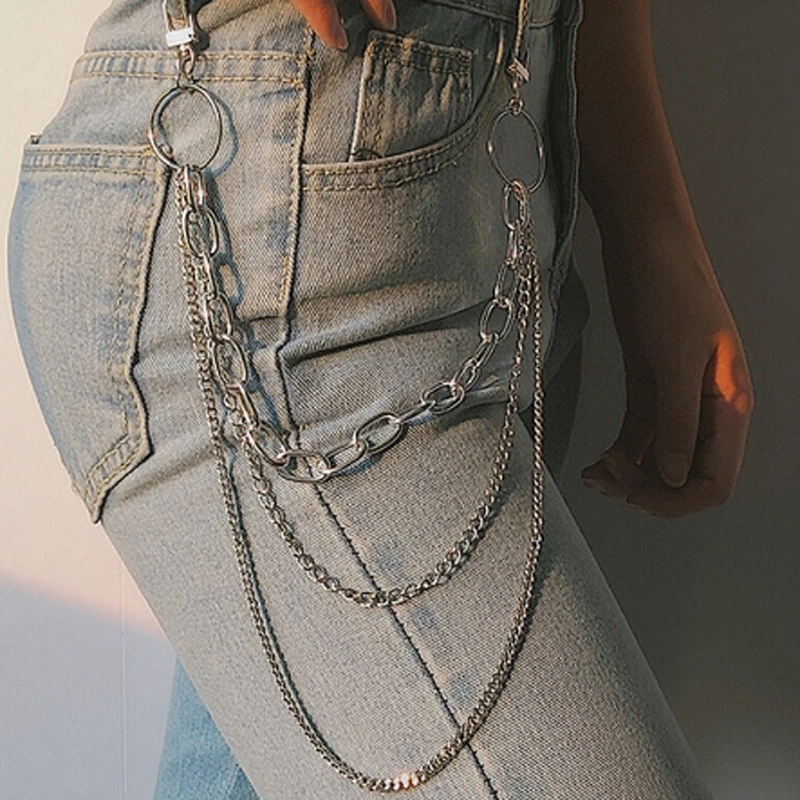 Multilayer tassel geometric retro waist chain