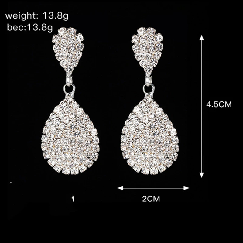 Rhinestone Claw Chain Drop Stud Earrings