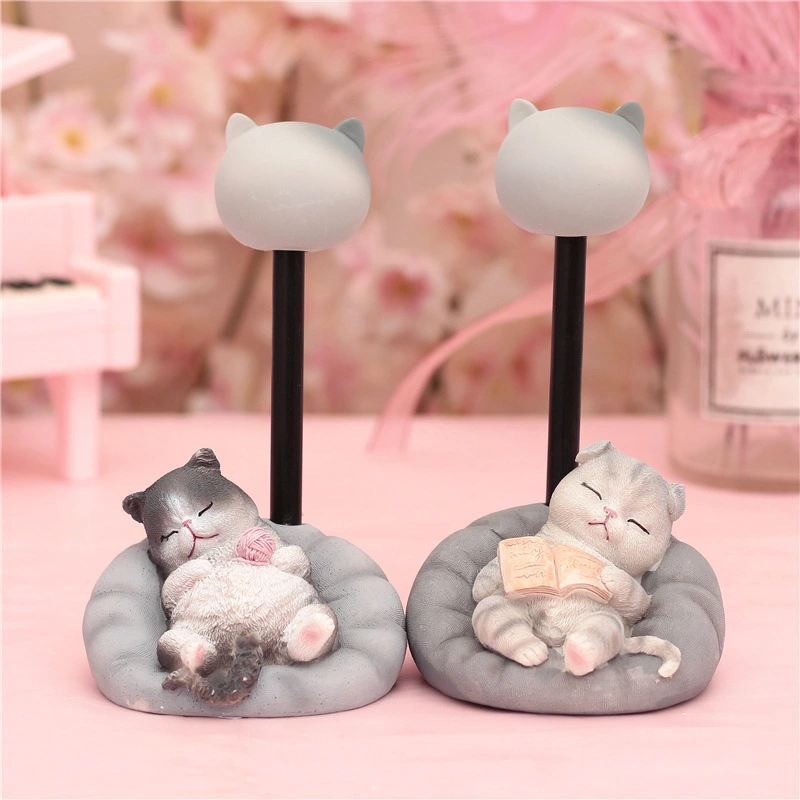 Cute lazy meow ornaments with light night light