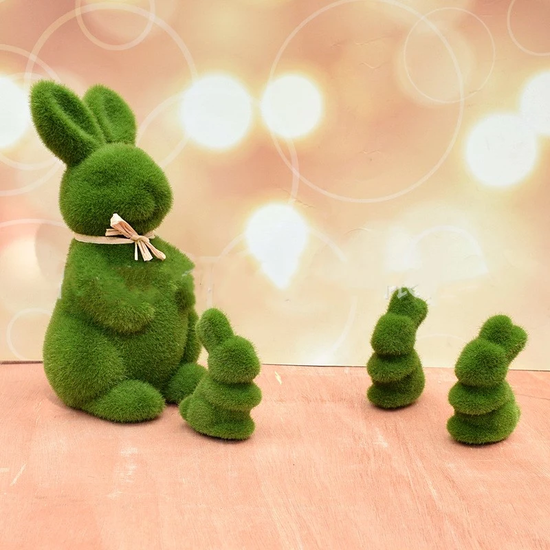 Real Linter Moss Easter Bunny Living Room Desktop Decoration