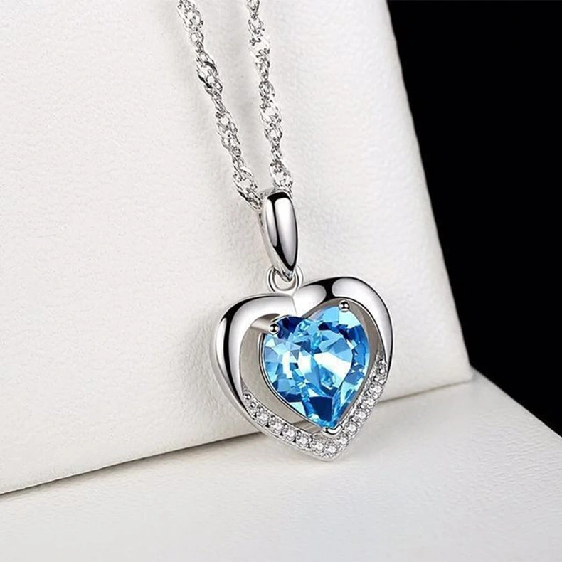 925 Sterling Silver Necklace in my heart forever Korean jewelry wholesale Silvercrystal pendant on behalf of factory direct sales