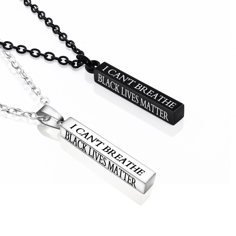 I CAN'T BREATHE BLACK LIVES MATTER Stainless Steel Necklace Pendant