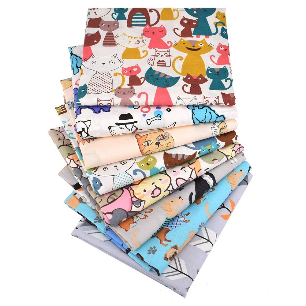 Cotton Printed Qtwill hand-uilted Cat And Dog Series 8 Pieces