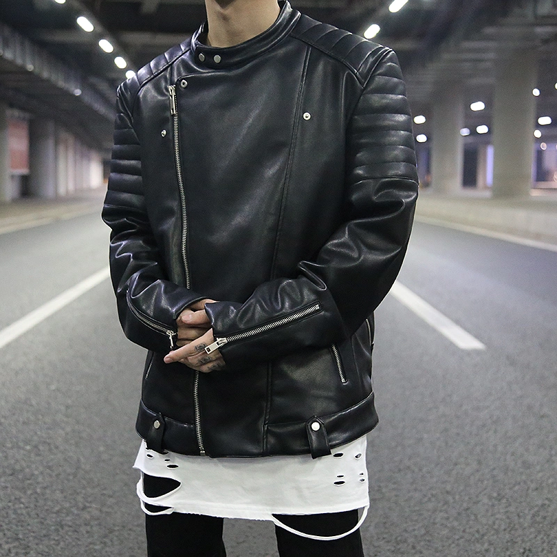 Black wild leather coat