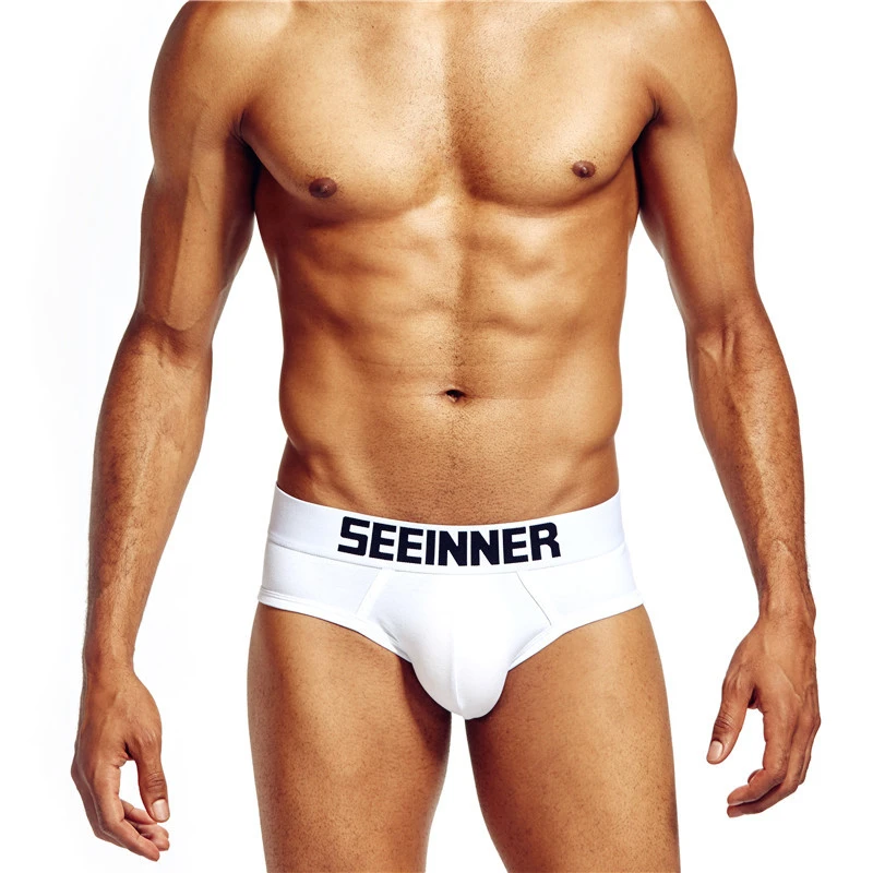 SEEINNER Men's Cotton Low Waist Briefs Breathable Slim Underwear