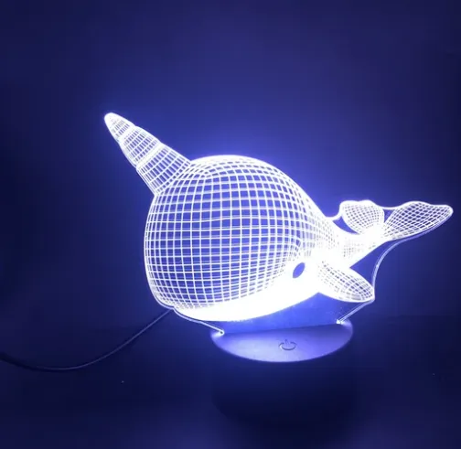 Creative alarm clock base 3D night light cute whale table lamp