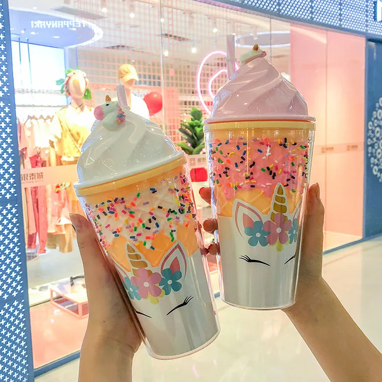 Unicorn Ice Cream Cartoon Straw Mug