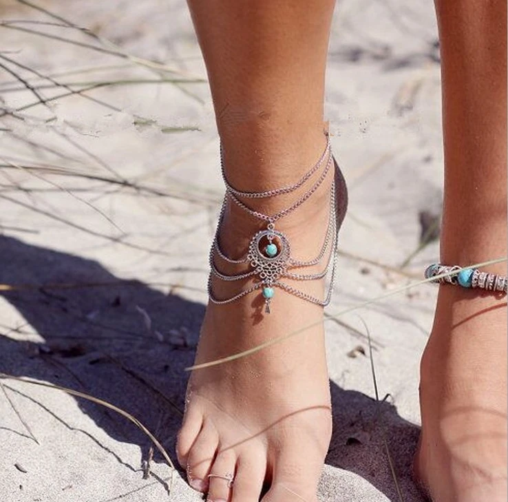 Hollowed Out Pine Stone Water Drop Beach Chain