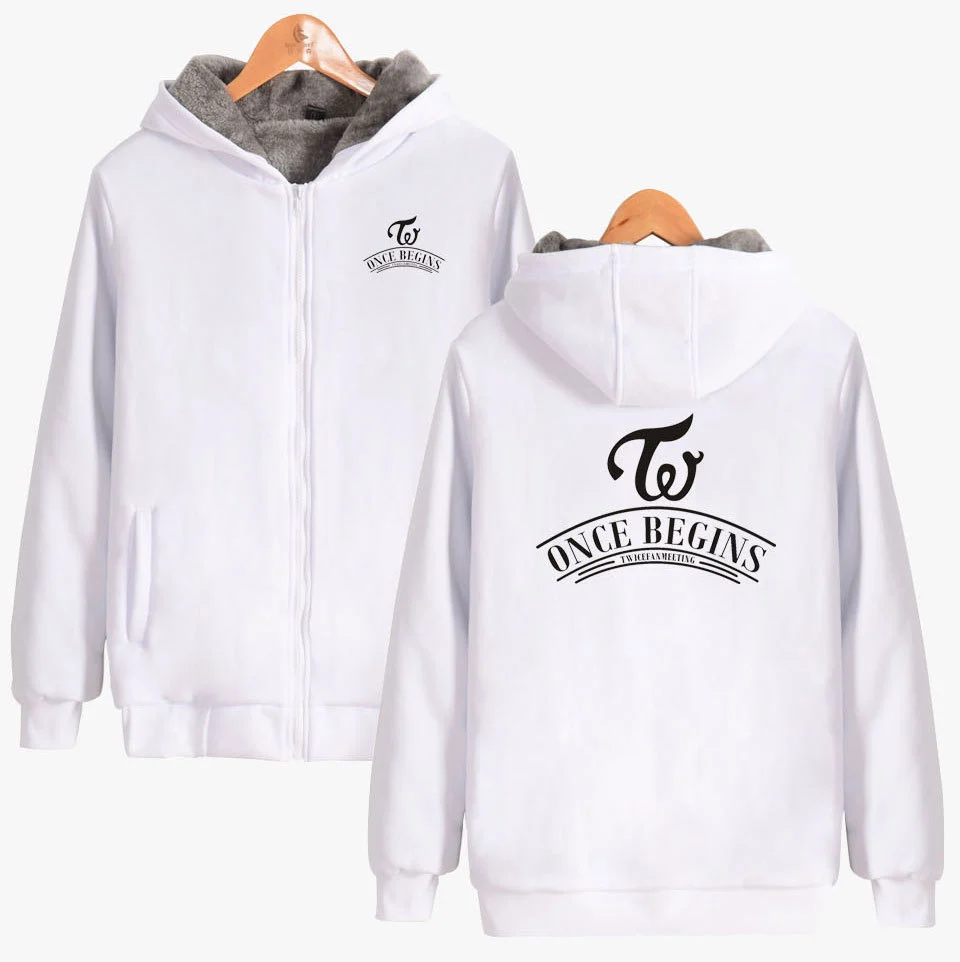 Hooded zipper winter and velvet padded sweater