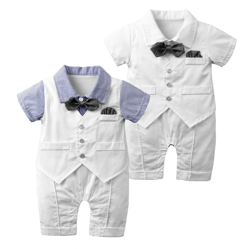 Fake waistcoat bow tie gentleman bodysuit