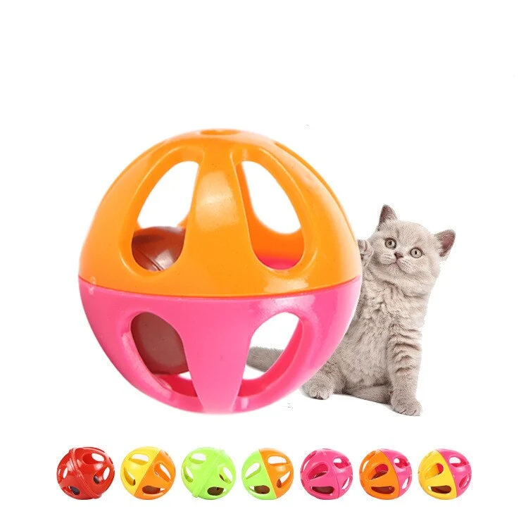 Cat toy plastic two color bell toy ball