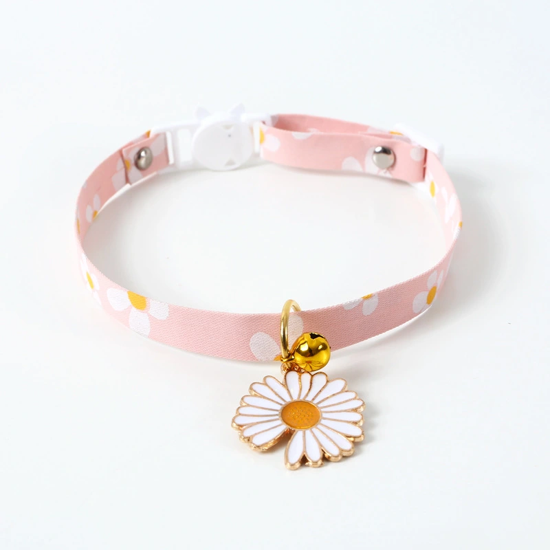 Sunflower adjustable pet bell collar