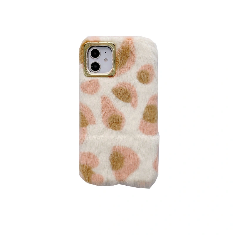 Plush Leopard Print Mobile Phone Case Anti - Fall Soft Shell