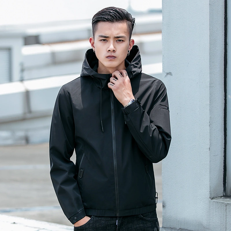 Men's thin jacket 2021 new spring and autumn casual wild jacket men's trend youth hooded windproof jacket male