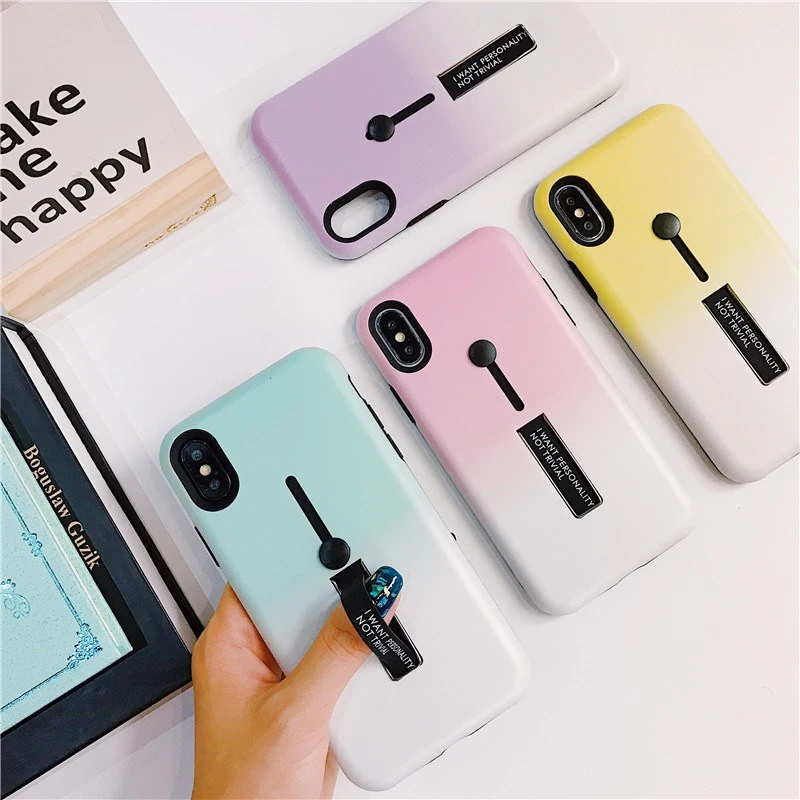 Compatible WithHide Ring Stand Case ForX 8 Plus Candy Double Color Phone Cases For 7 6 6s Plus TPU