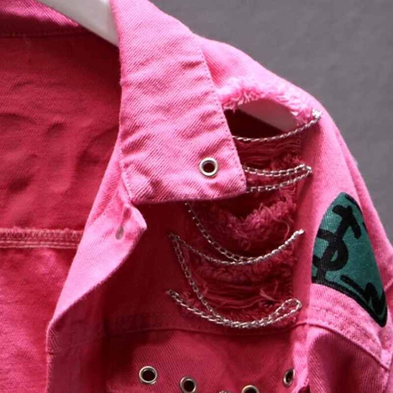 Denim letters graffiti print jacket
