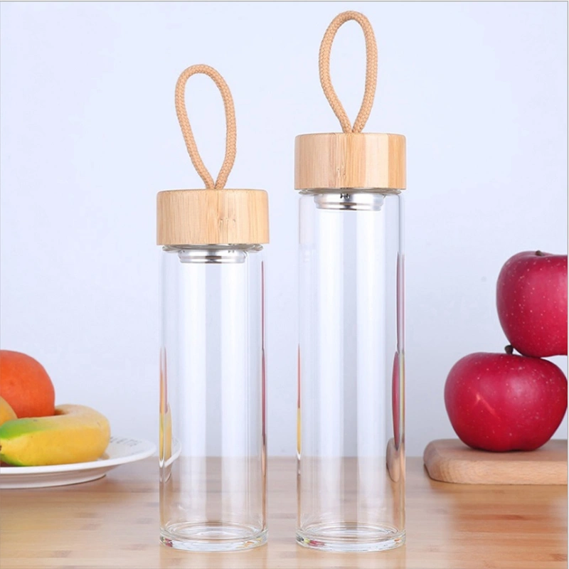 Single layer glass portable bamboo cover cup