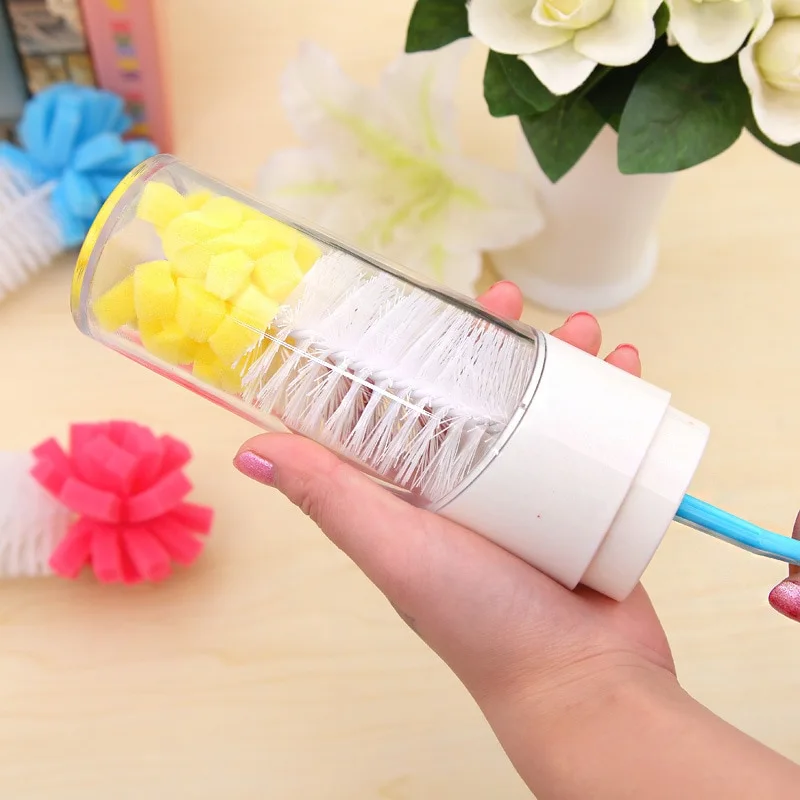 Kitchen long handle with sponge head cup brush bottle brush dirt tableware cleaning brush