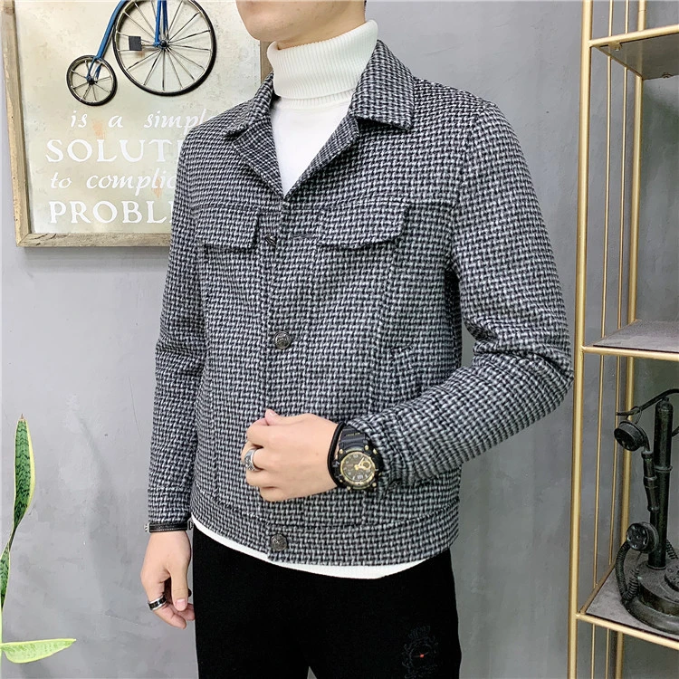 Checked double-sided wool jacket