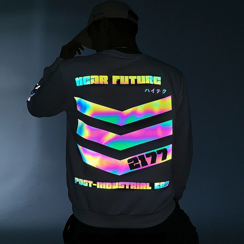 Men's hip-hop reflective Hong Kong style sweater