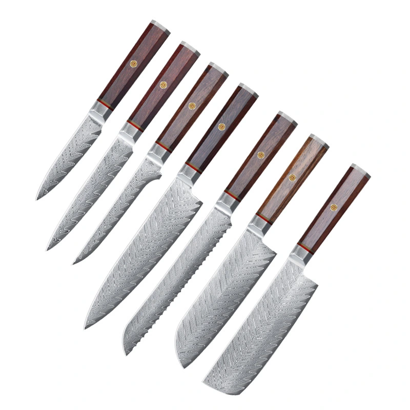 Damascus steel octagonal handle series kitchen knife